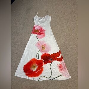 Tulip print white slip dress